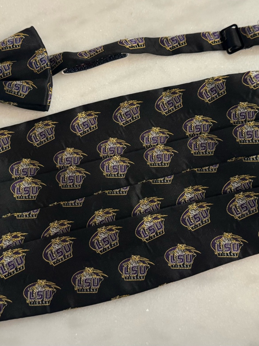 LSU bow tie and cummber bund